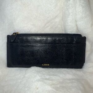 Lodis Black Leather Zip Wallet
